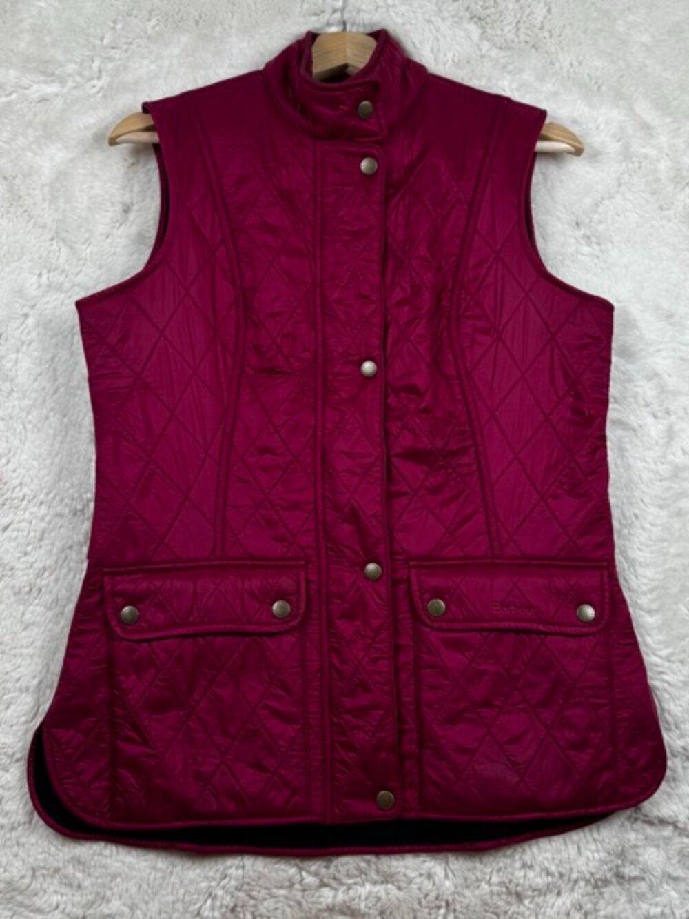 Barbour Wray Gilet Vest Women’s 8 Pink Quilted Fleece Lined Full Zip Outdoor